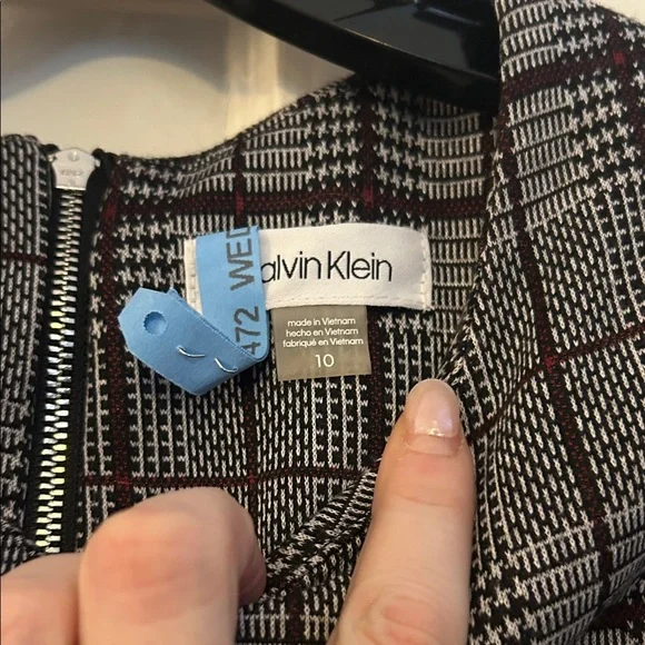 Calvin Klein Black and Gray Plaid Mini Dress - Picture 2 of 5
